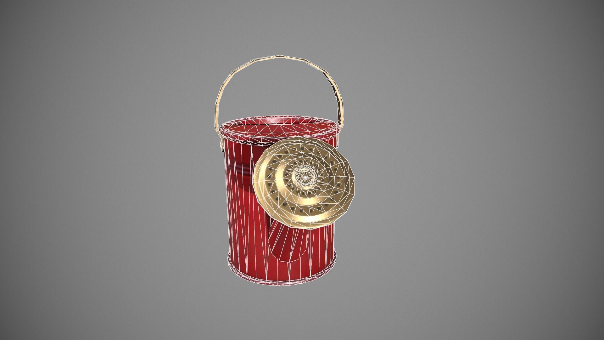 Red Watering Can Low-poly 3D model_21