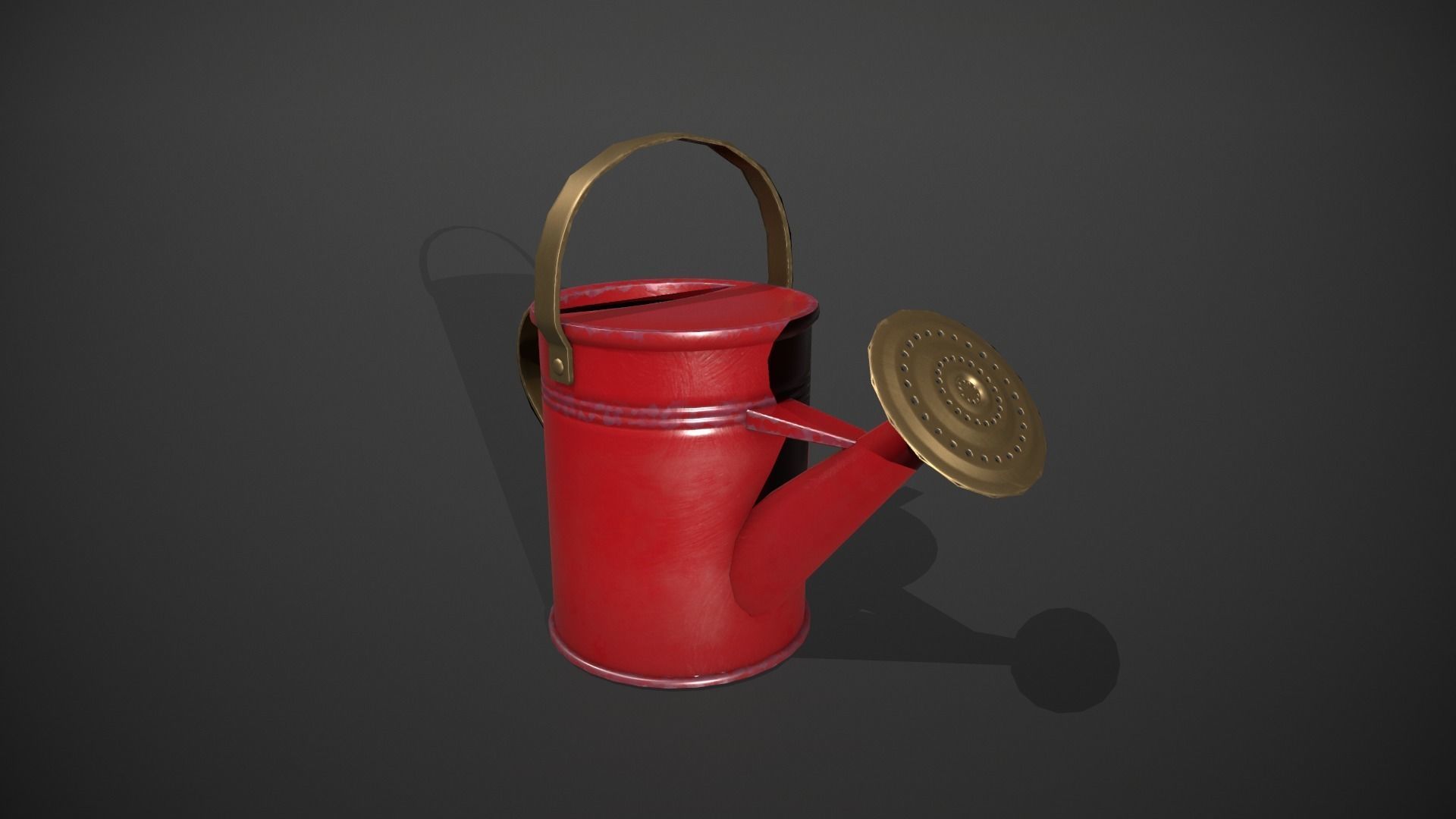 Red Watering Can Low-poly 3D model_10