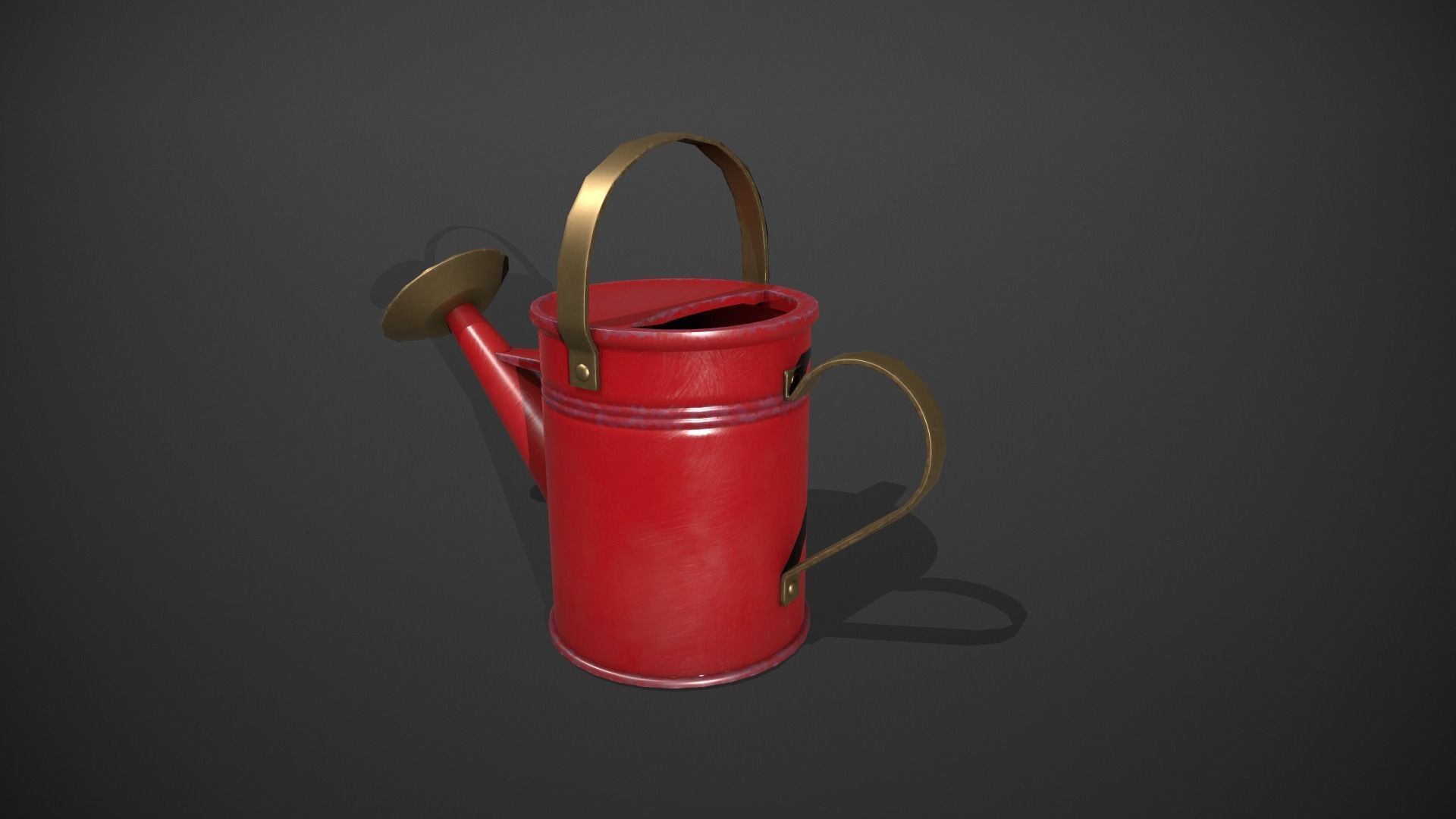 Red Watering Can Low-poly 3D model_5