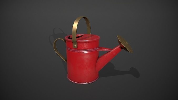 Red Watering Can Low-poly 3D model