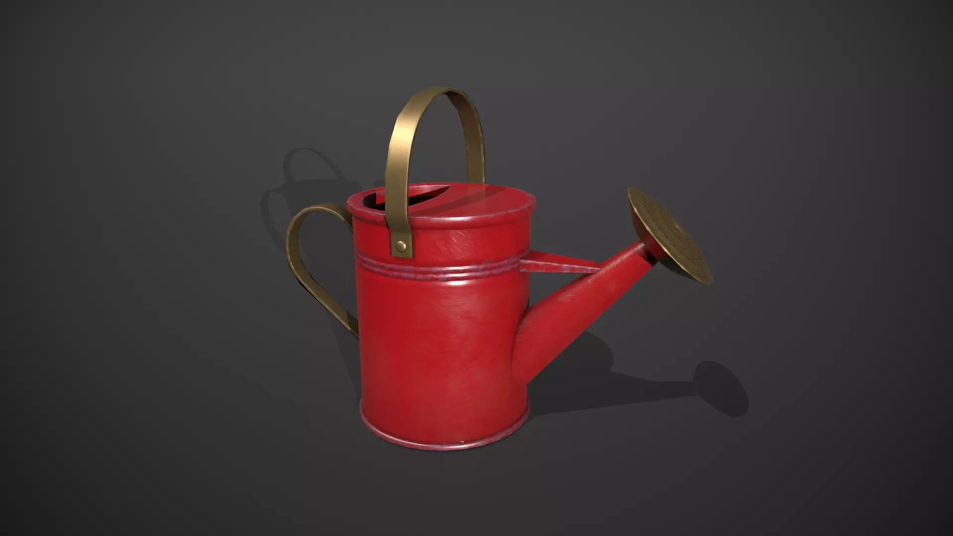 Red Watering Can Low-poly 3D model_0