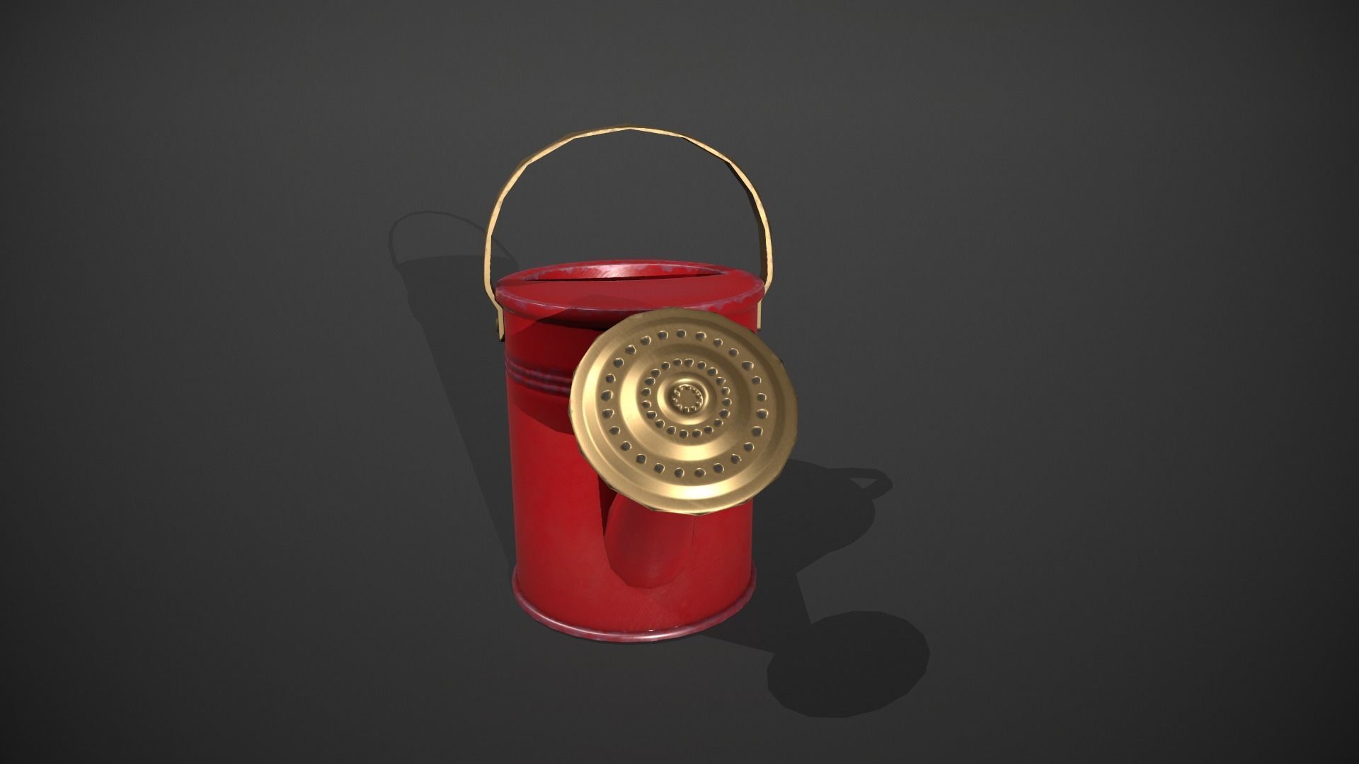 Red Watering Can Low-poly 3D model_9