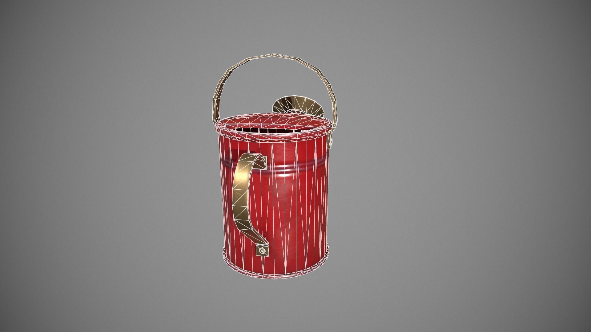 Red Watering Can Low-poly 3D model_15