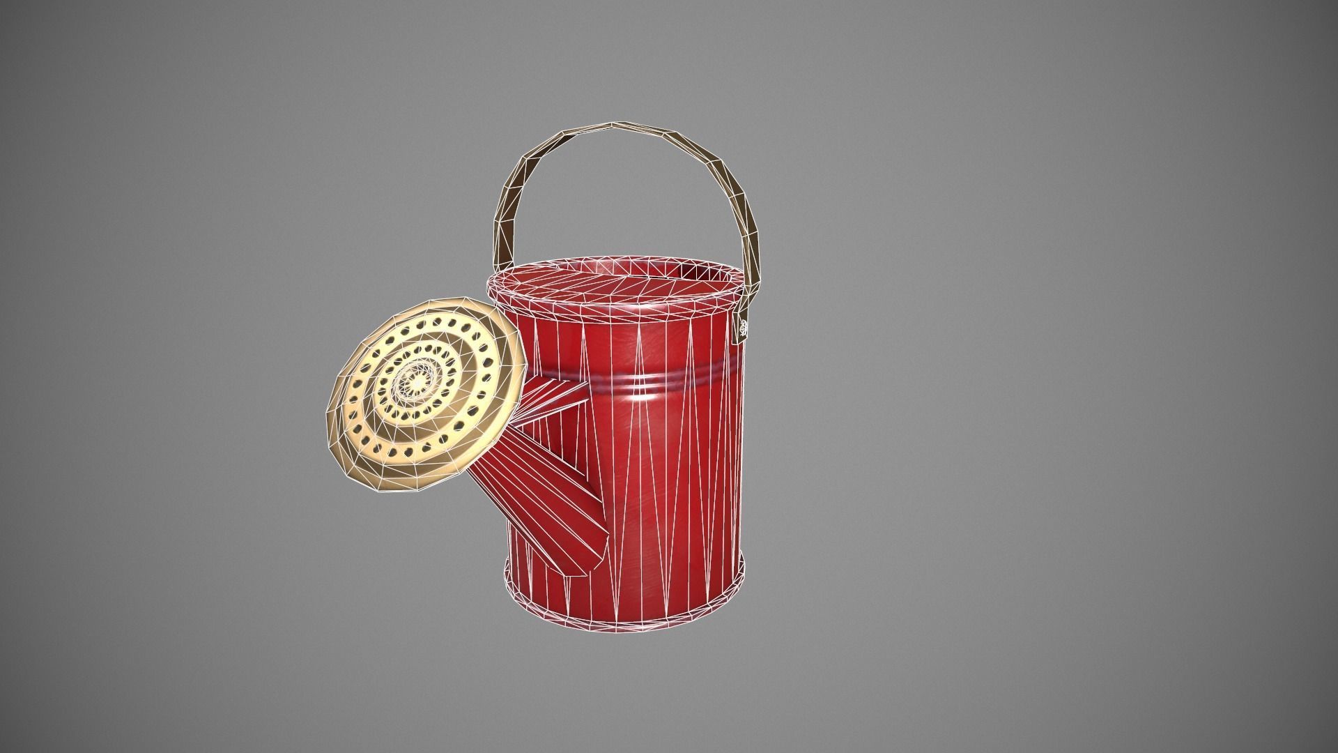 Red Watering Can Low-poly 3D model_20