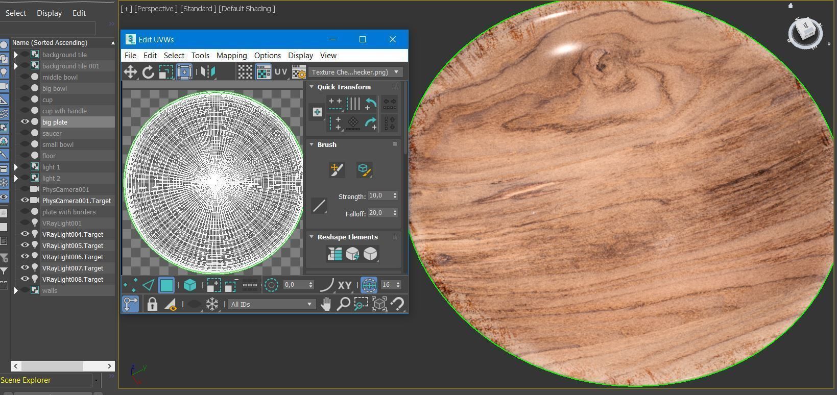 wooden dish set  3D model_9