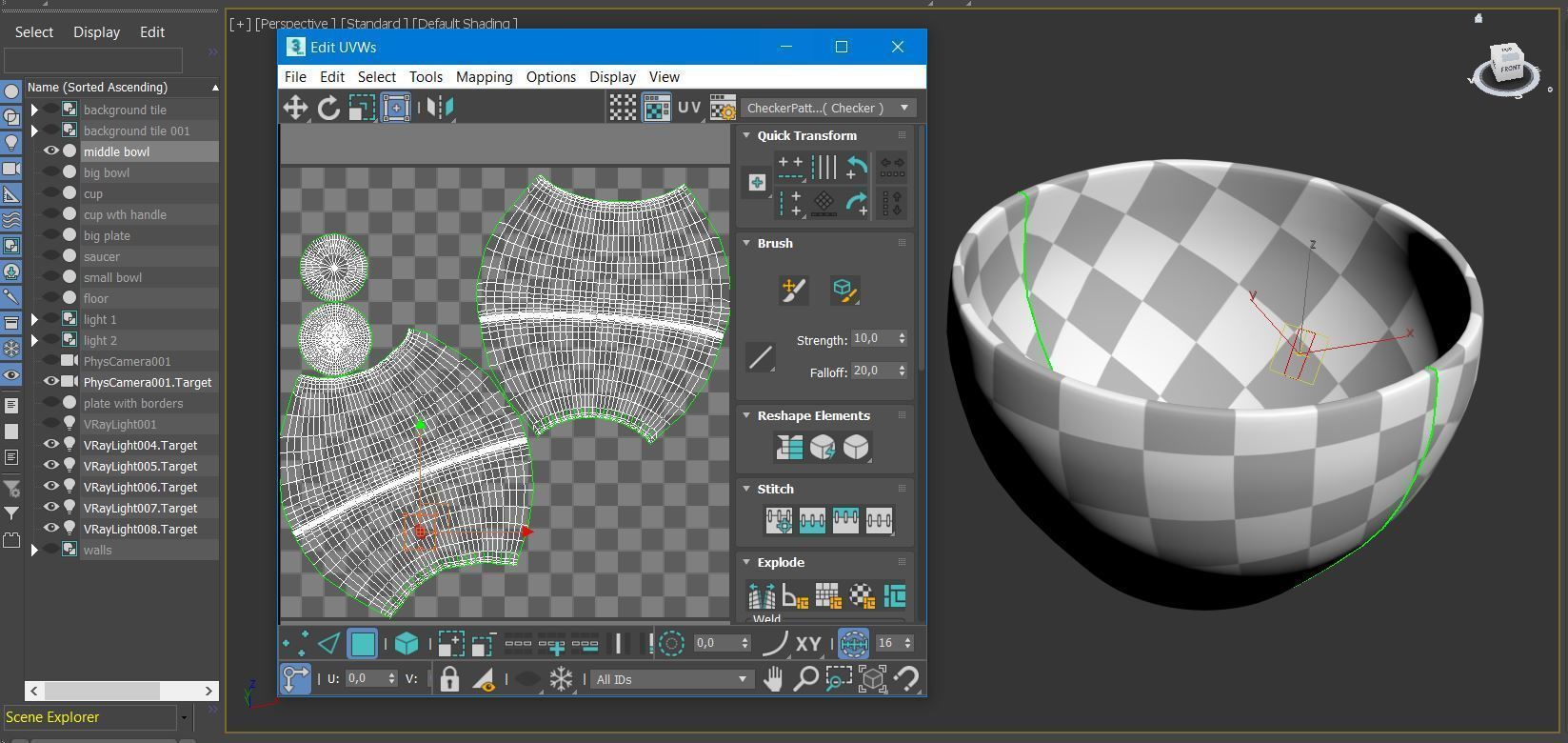 wooden dish set  3D model_16