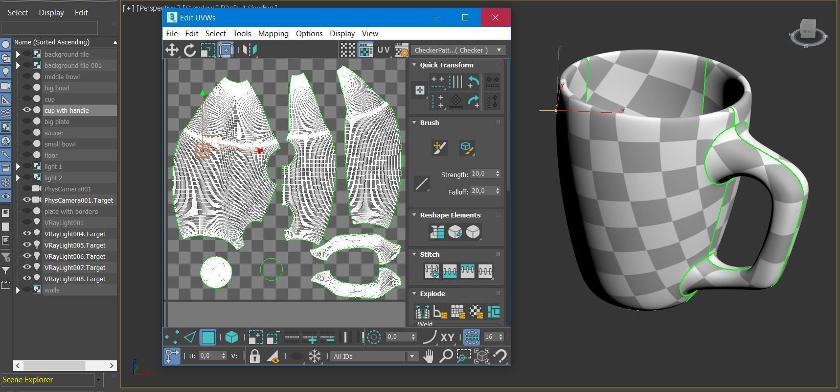 wooden dish set  3D model_14