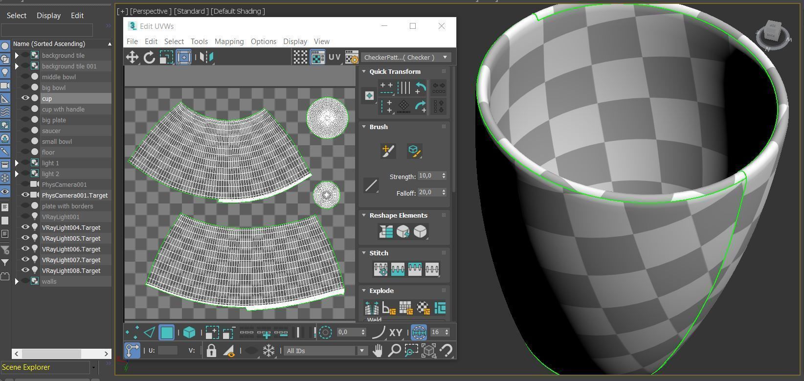wooden dish set  3D model_15