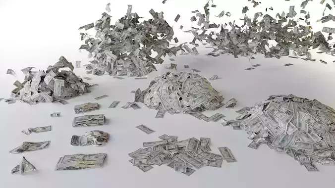 USD Money Piles Stacks and Explosions Pack 3D model