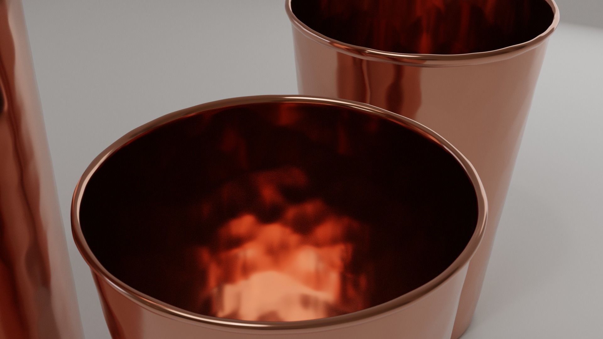 Hammered Copper Water Bottle and Cups Free 3D model_4