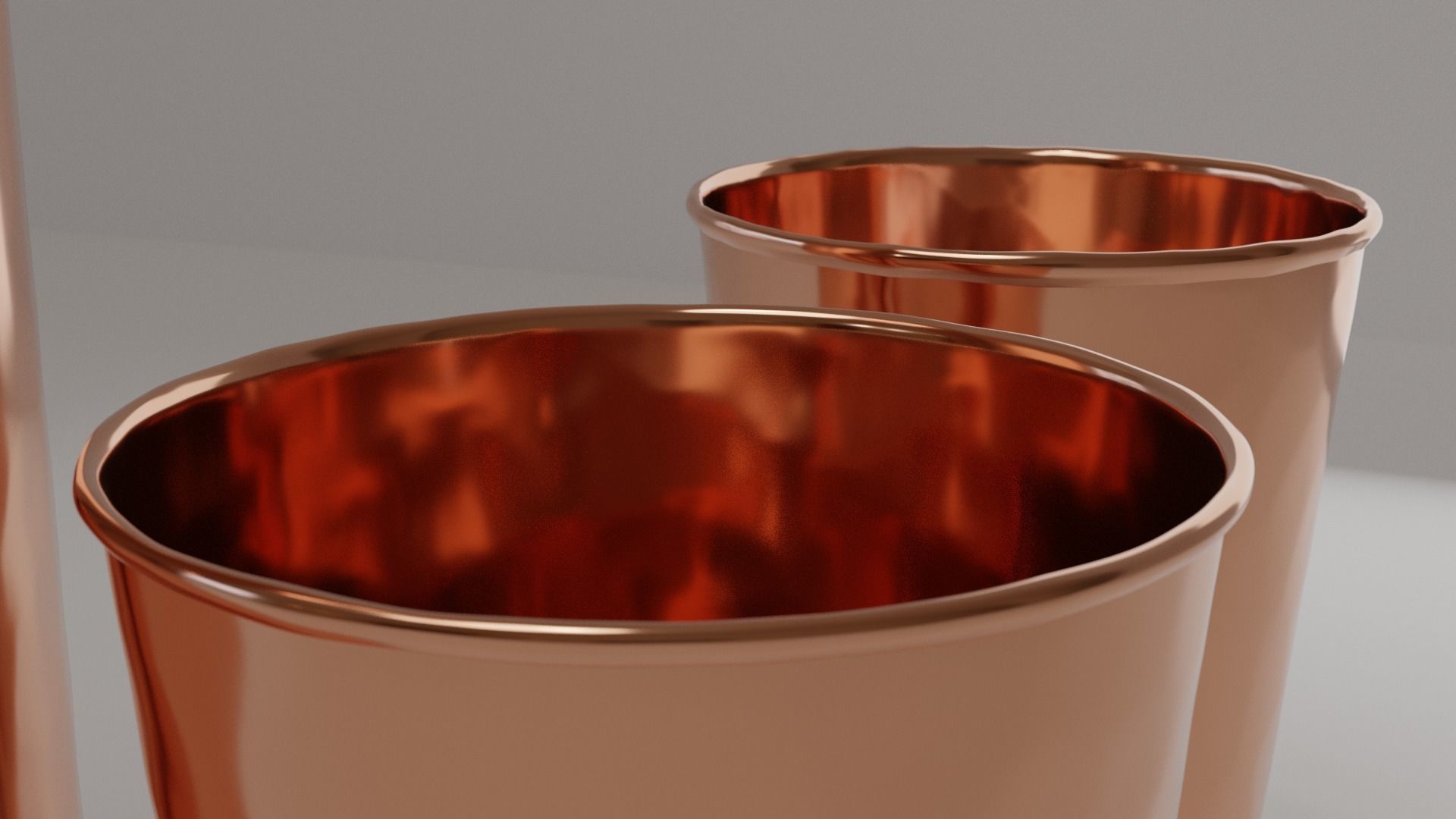 Hammered Copper Water Bottle and Cups Free 3D model_3