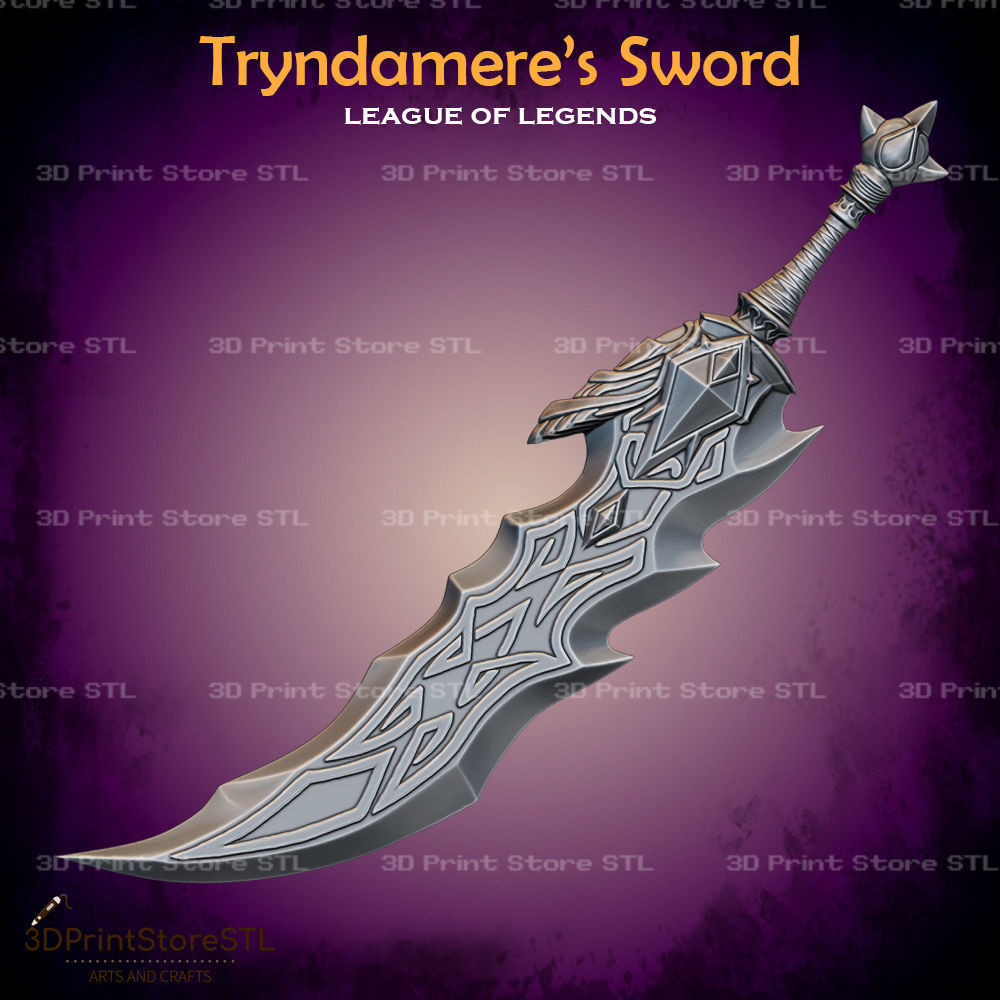 Tryndamere Sword Cosplay League of Legends - STL File 3D print model_1