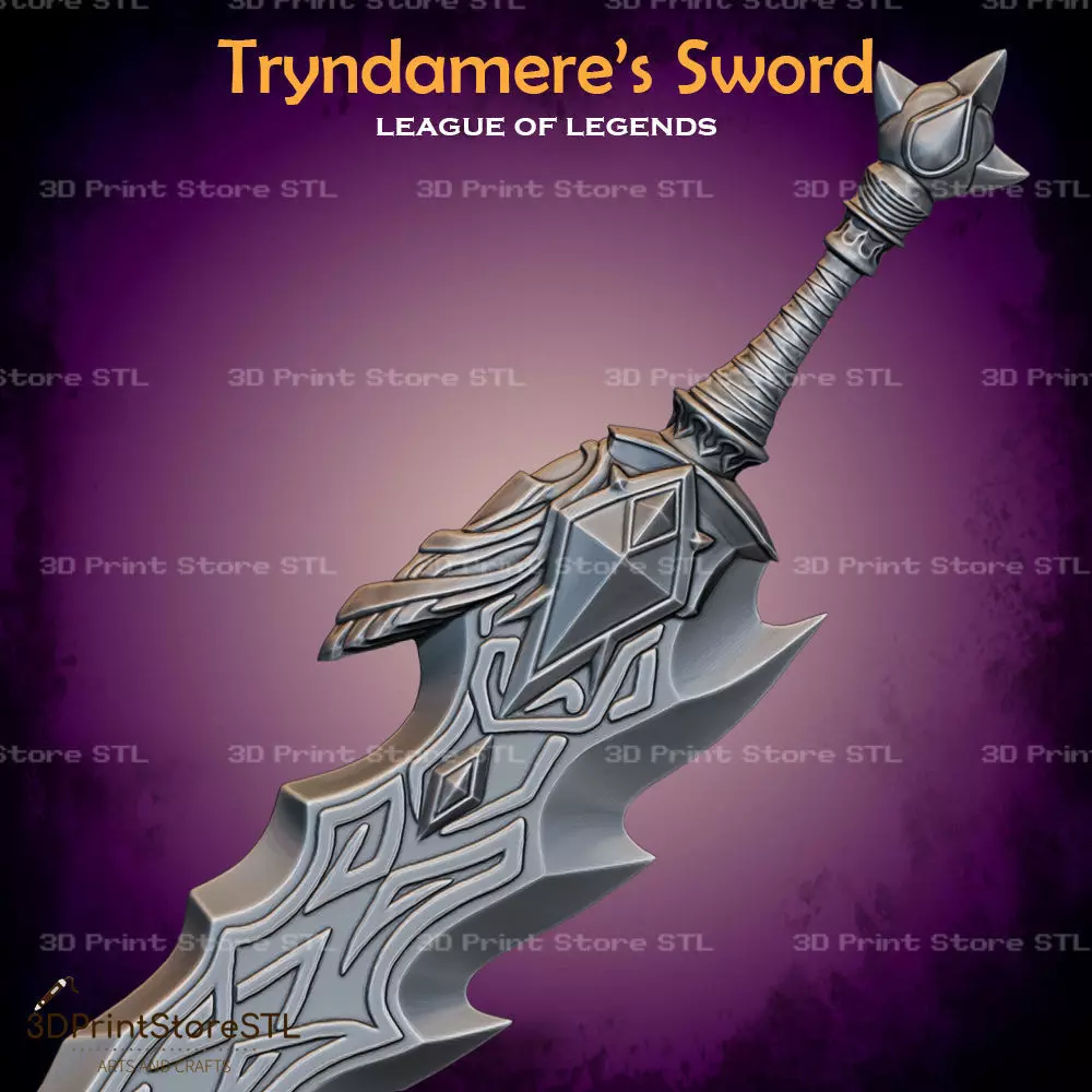 Tryndamere Sword Cosplay League of Legends - STL File 3D print model_0