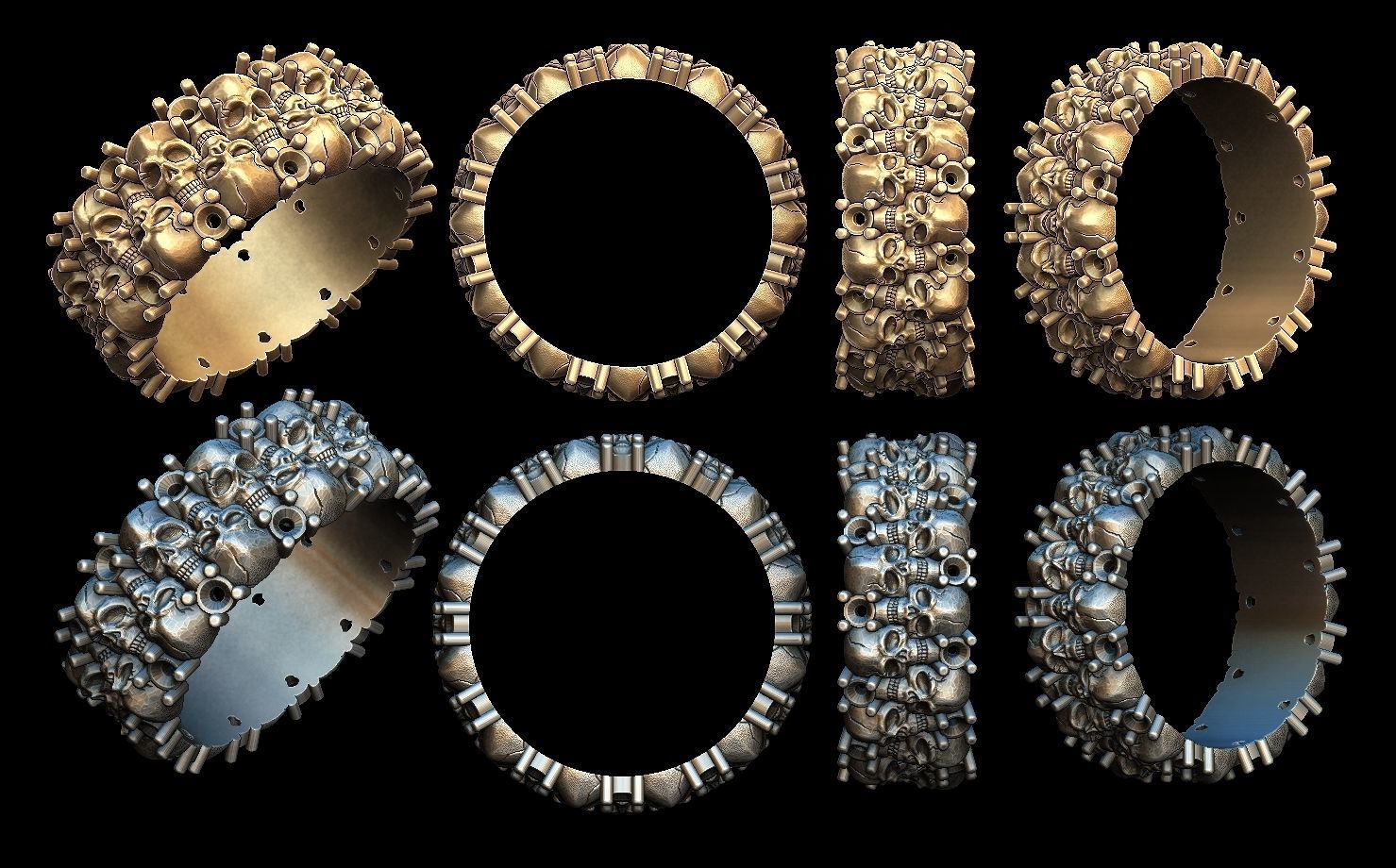 Skulls ring 3D print model_2