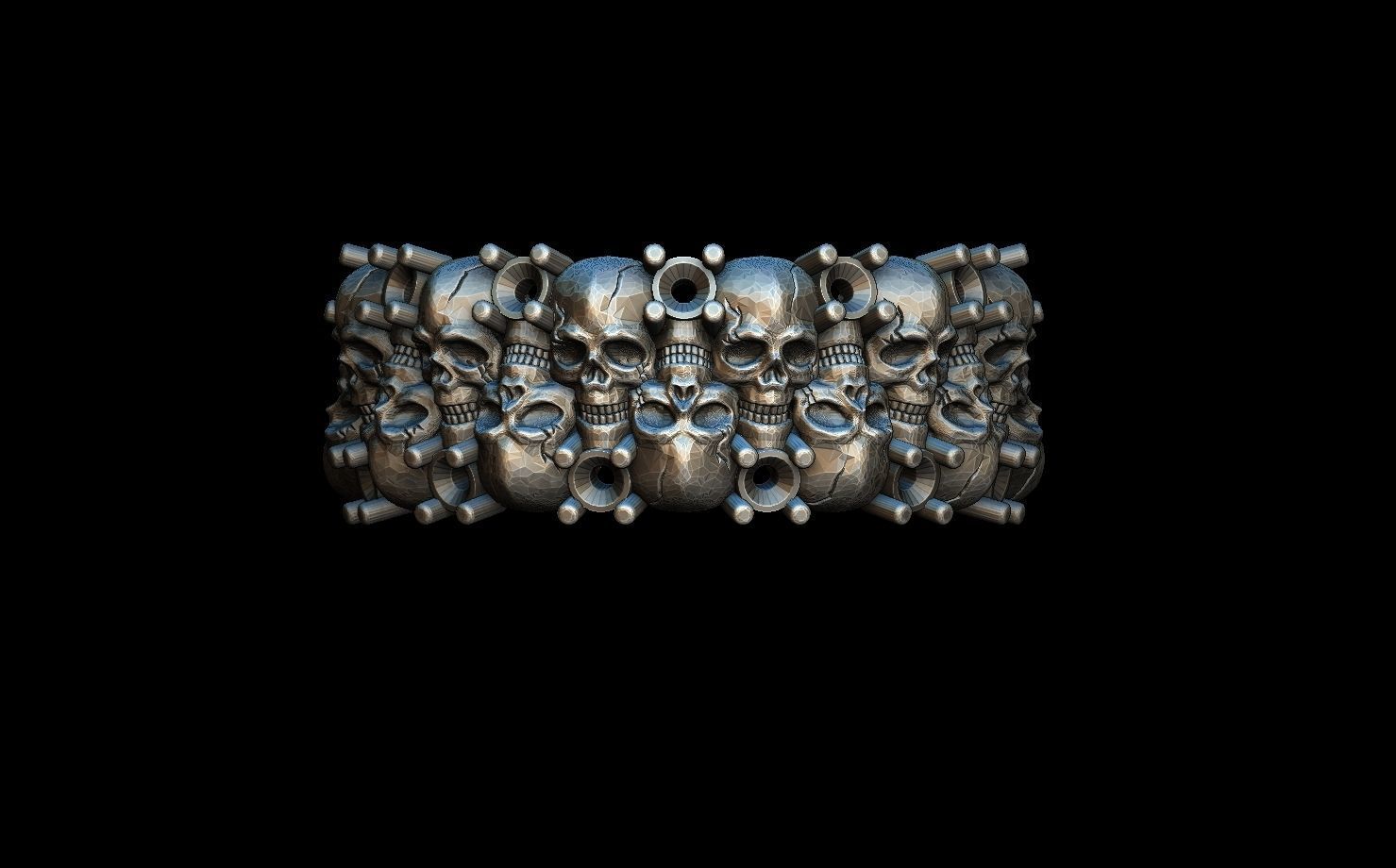 Skulls ring 3D print model_4
