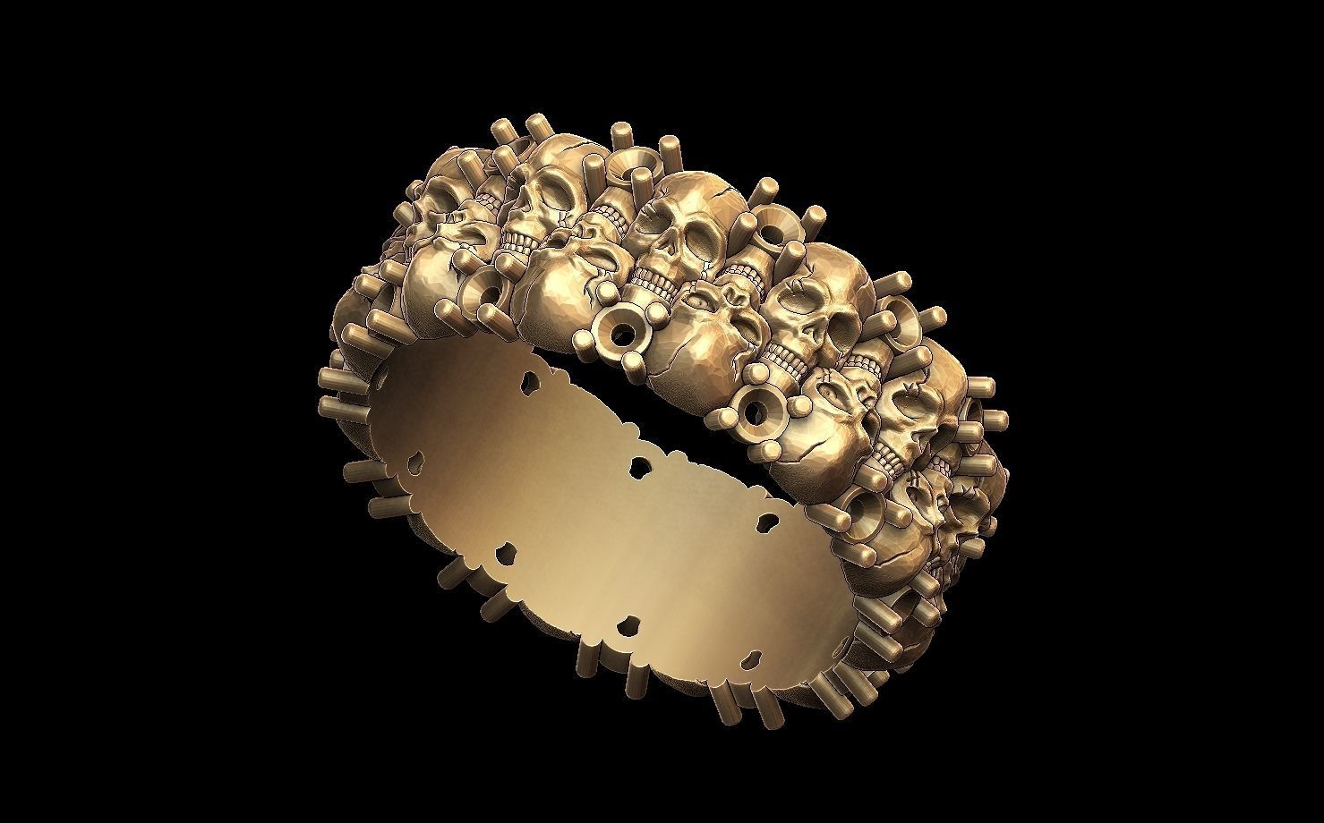 Skulls ring 3D print model_6