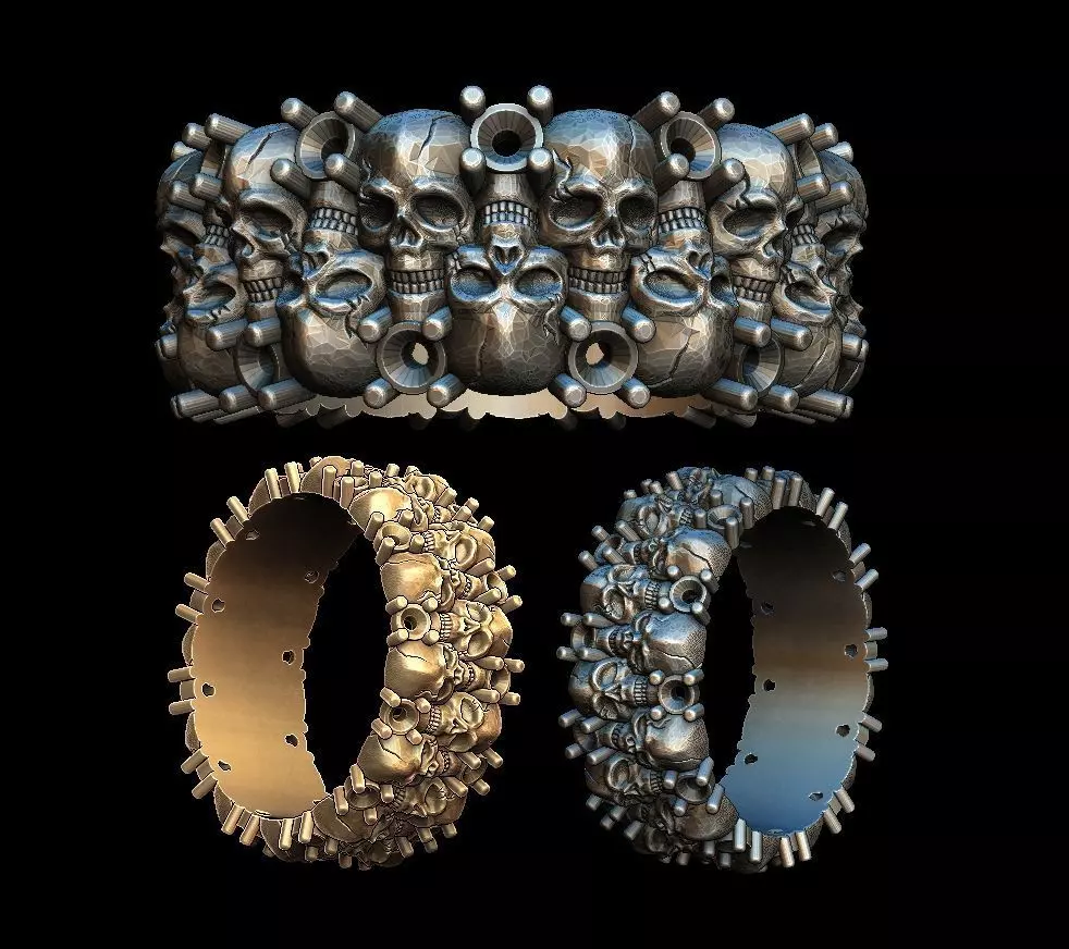 Skulls ring 3D print model_0