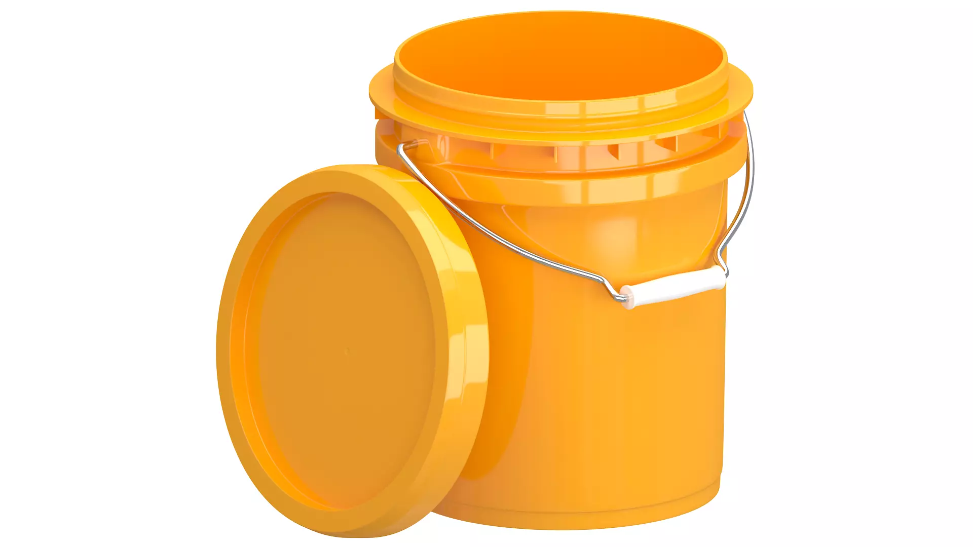 Food Grade 5l Plastic Bucket Yellow 3D model_0