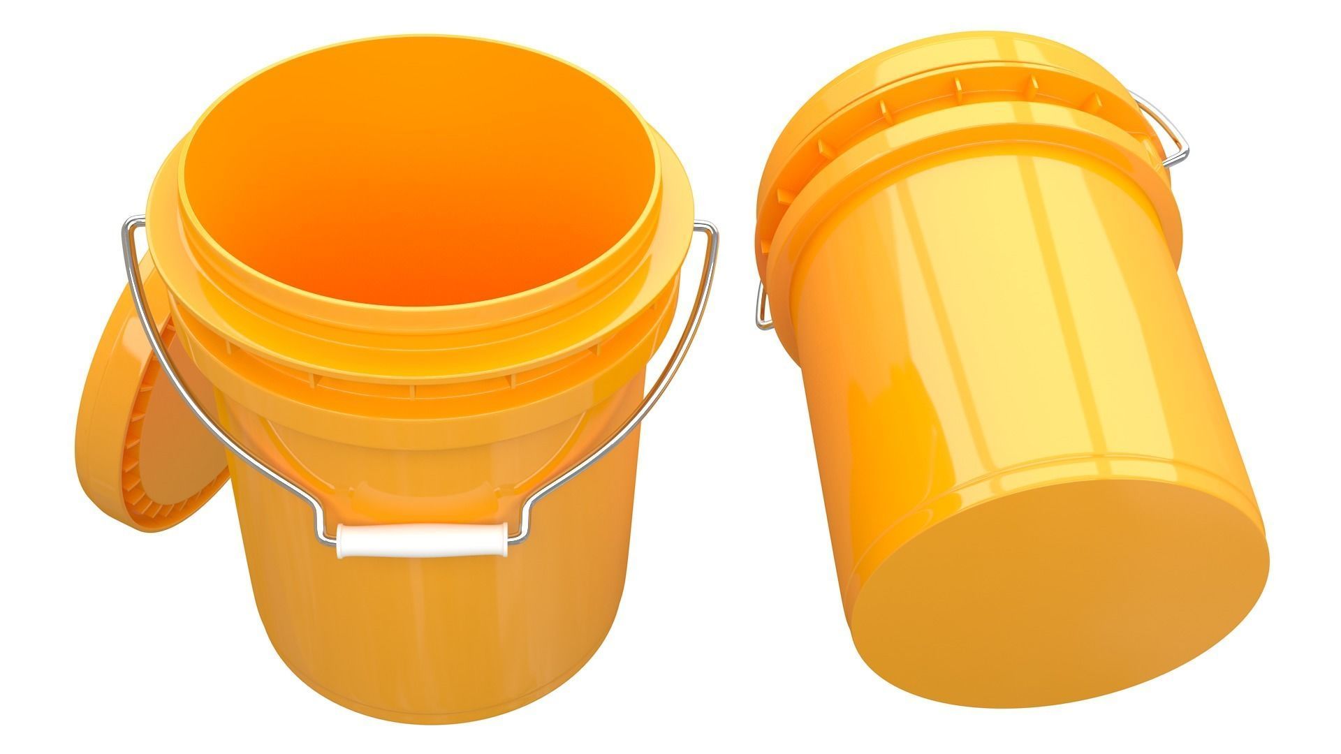 Food Grade 5l Plastic Bucket Yellow 3D model_3