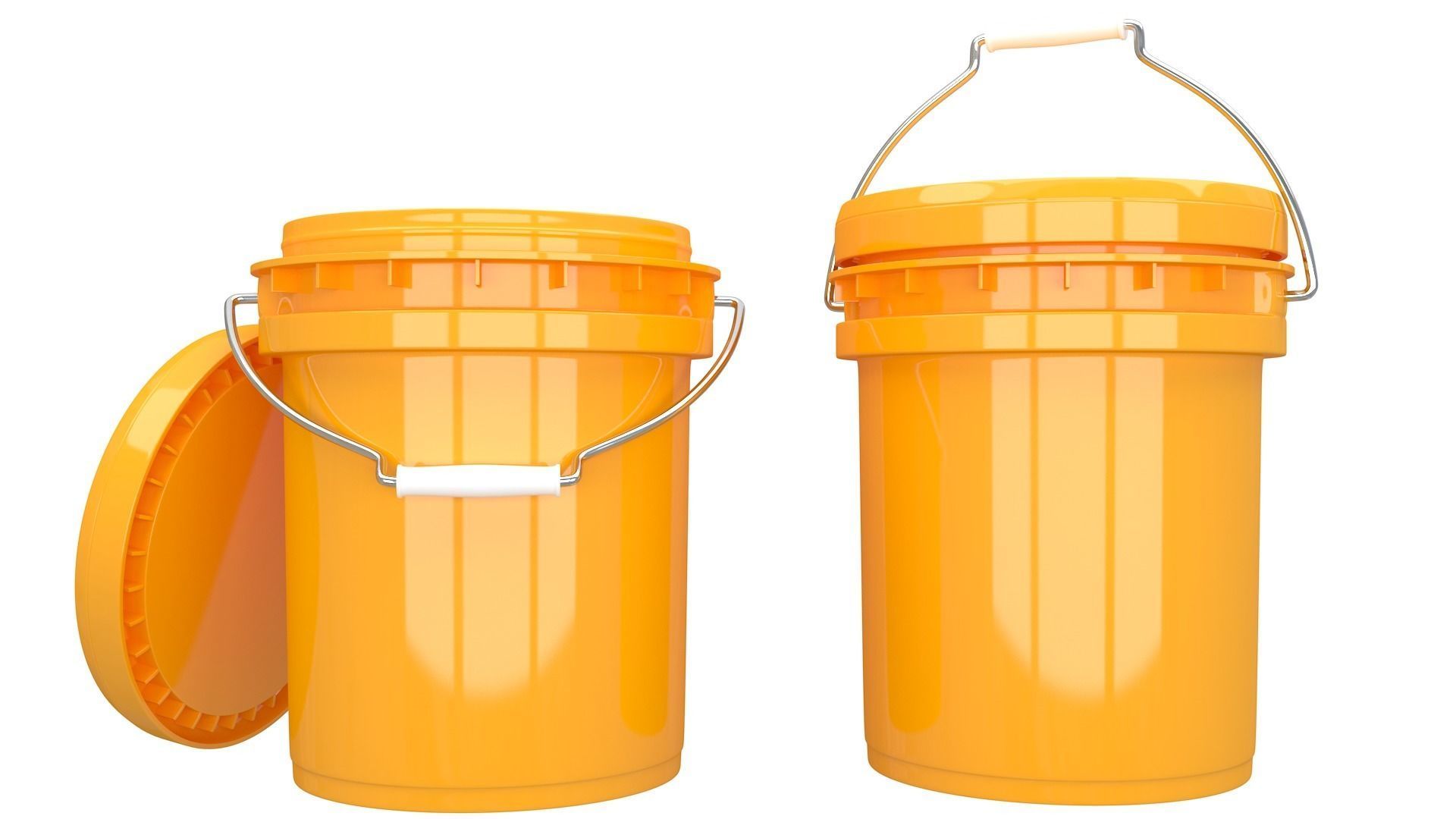 Food Grade 5l Plastic Bucket Yellow 3D model_2