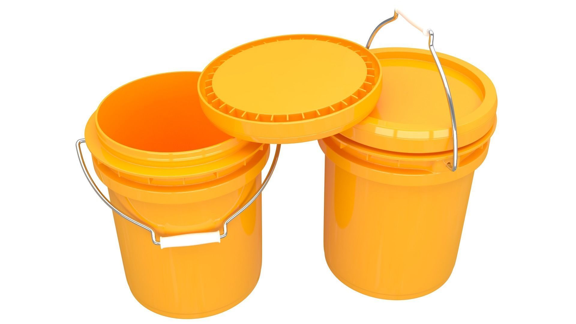 Food Grade 5l Plastic Bucket Yellow 3D model_4