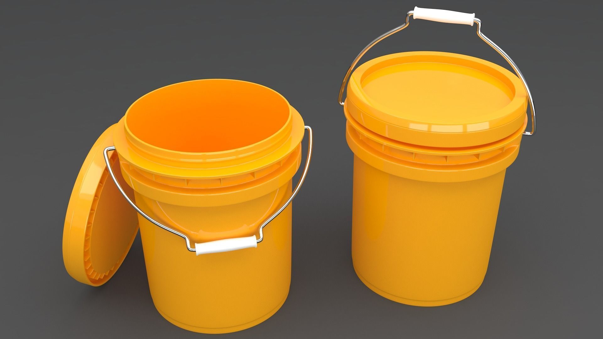 Food Grade 5l Plastic Bucket Yellow 3D model_1