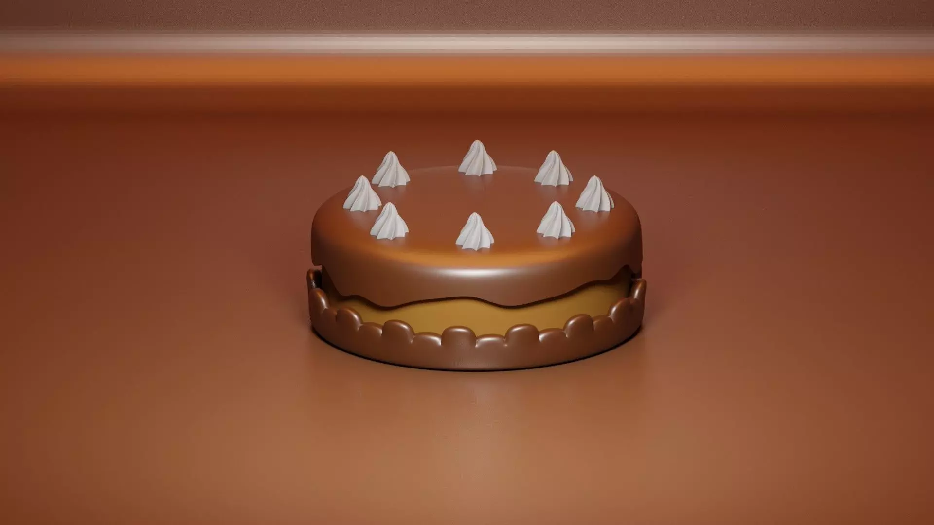 3d cake chocolate Low-poly 3D model_0