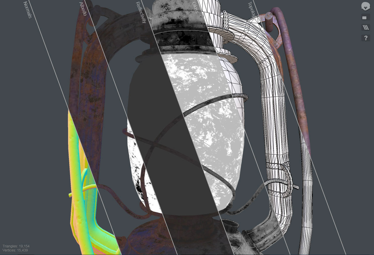 OLD Rusty Storm Lantern Lamp Low Poly Game Ready 3D Model Free low-poly 3D model_23