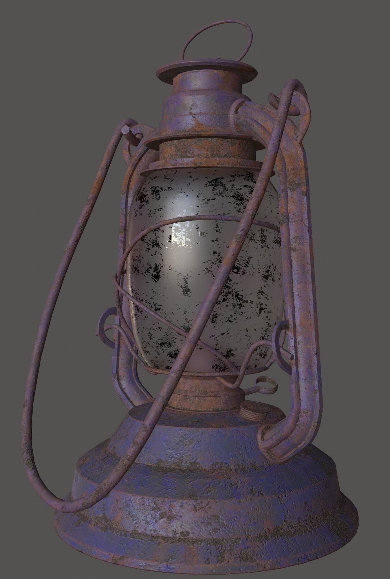 OLD Rusty Storm Lantern Lamp Low Poly Game Ready 3D Model Free low-poly 3D model_2