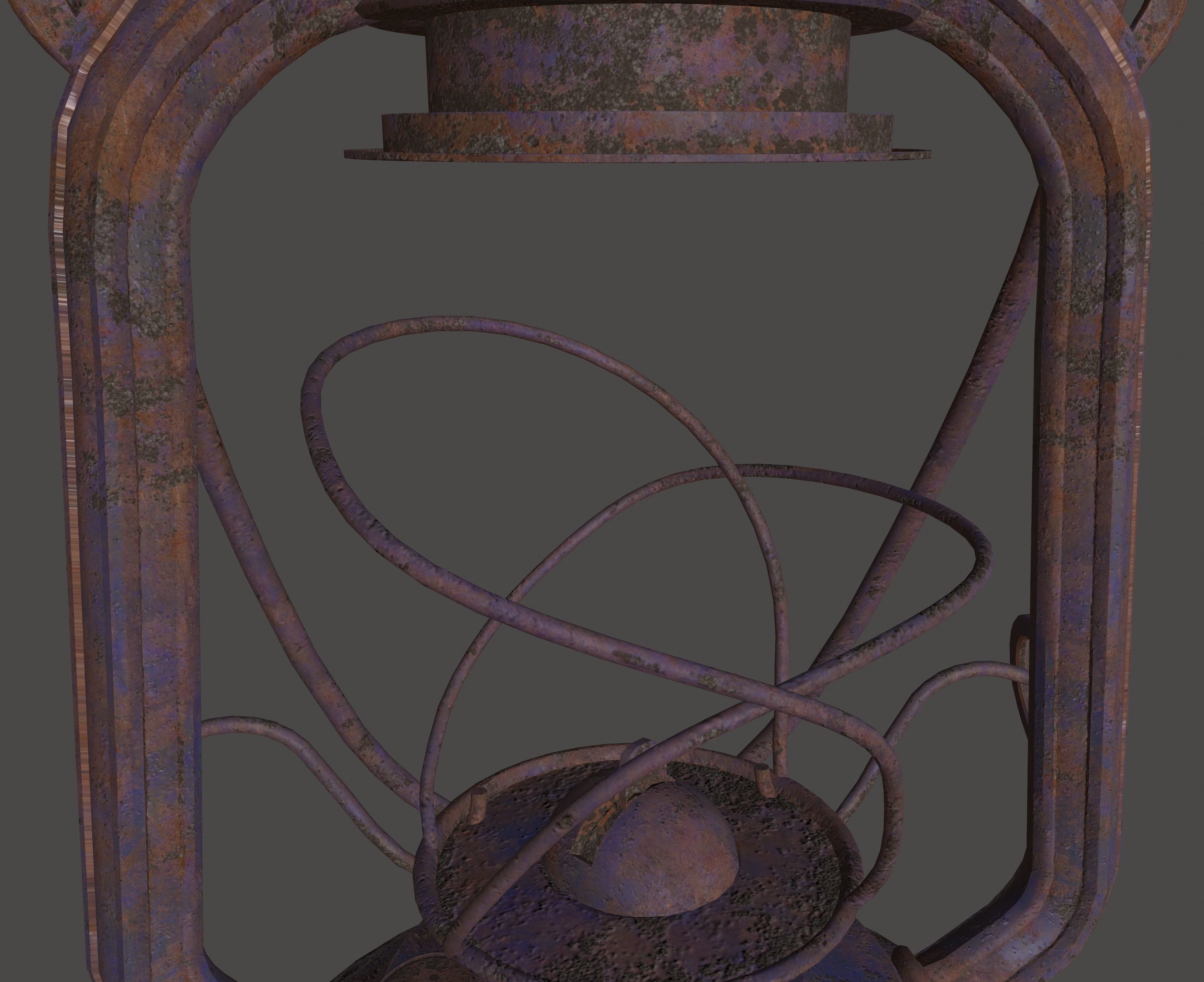 OLD Rusty Storm Lantern Lamp Low Poly Game Ready 3D Model Free low-poly 3D model_9