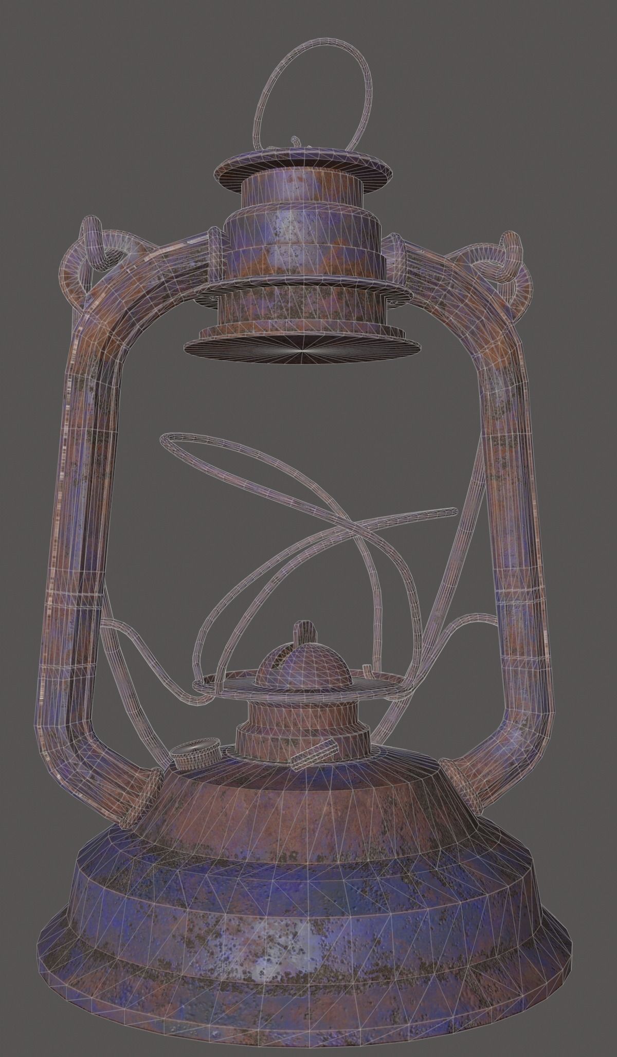 OLD Rusty Storm Lantern Lamp Low Poly Game Ready 3D Model Free low-poly 3D model_6