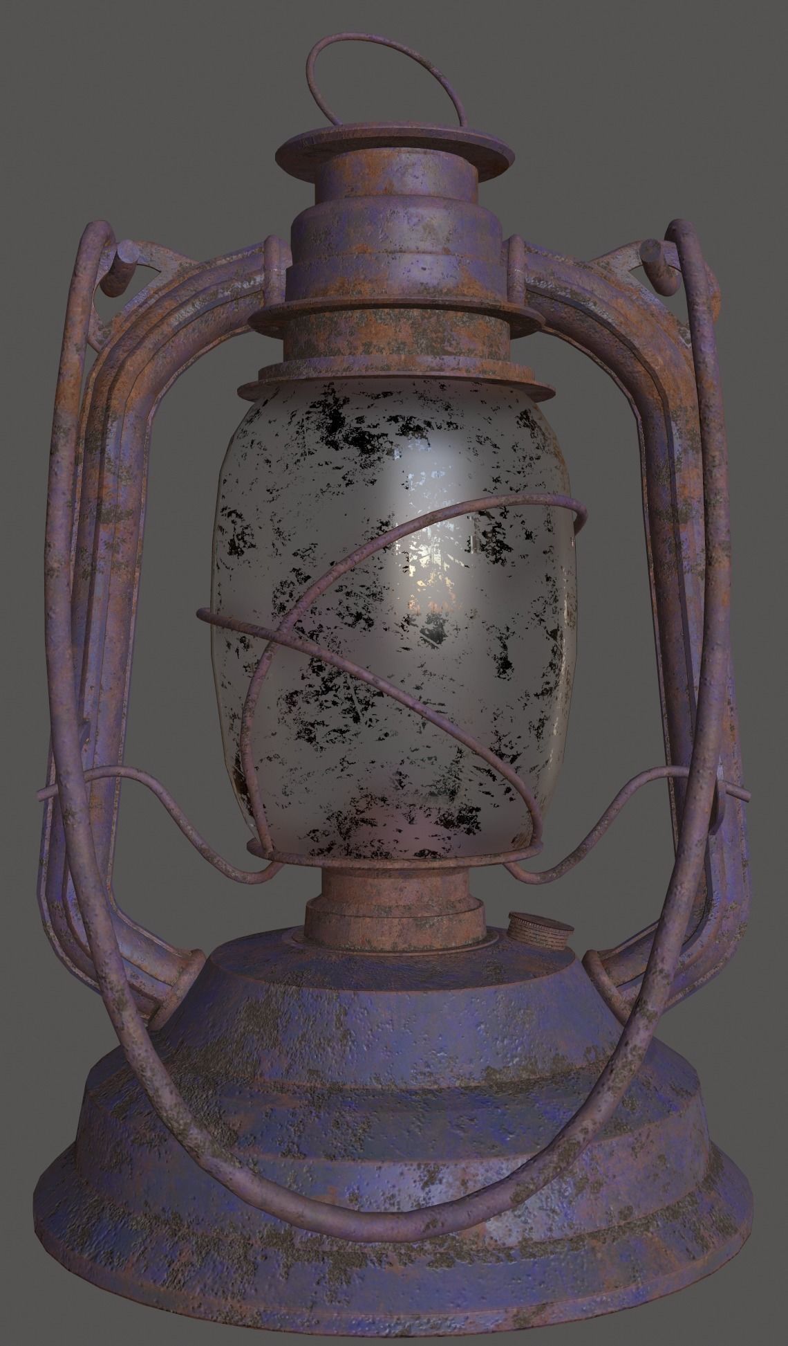 OLD Rusty Storm Lantern Lamp Low Poly Game Ready 3D Model Free low-poly 3D model_5