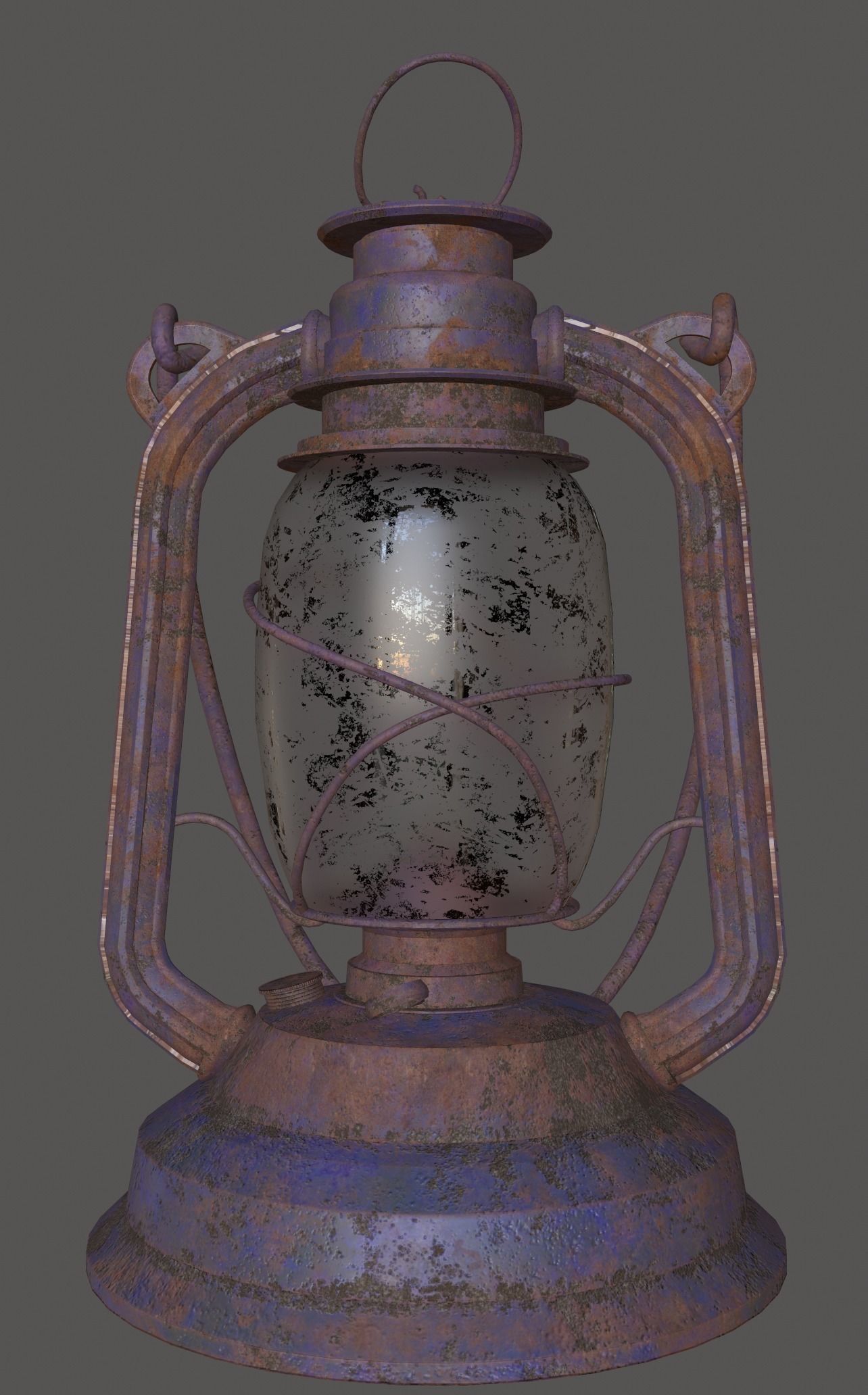 OLD Rusty Storm Lantern Lamp Low Poly Game Ready 3D Model Free low-poly 3D model_7