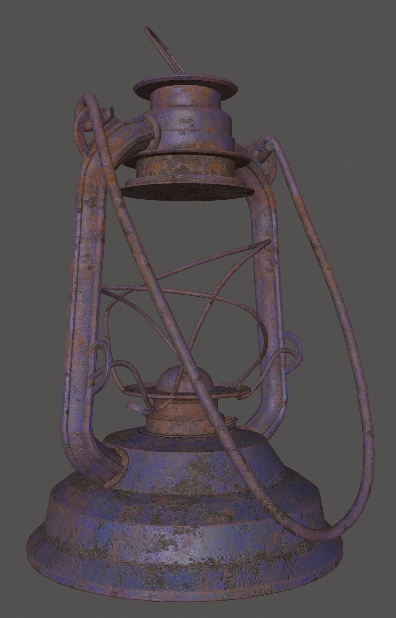 OLD Rusty Storm Lantern Lamp Low Poly Game Ready 3D Model Free low-poly 3D model_4