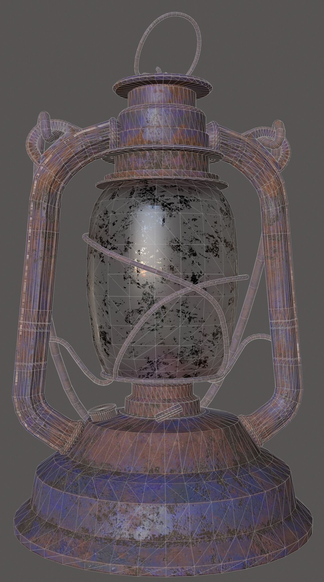 OLD Rusty Storm Lantern Lamp Low Poly Game Ready 3D Model Free low-poly 3D model_8