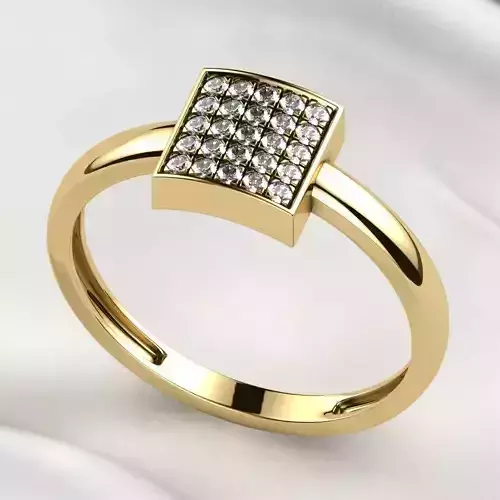 Elegant Pave Setting Gold Ring