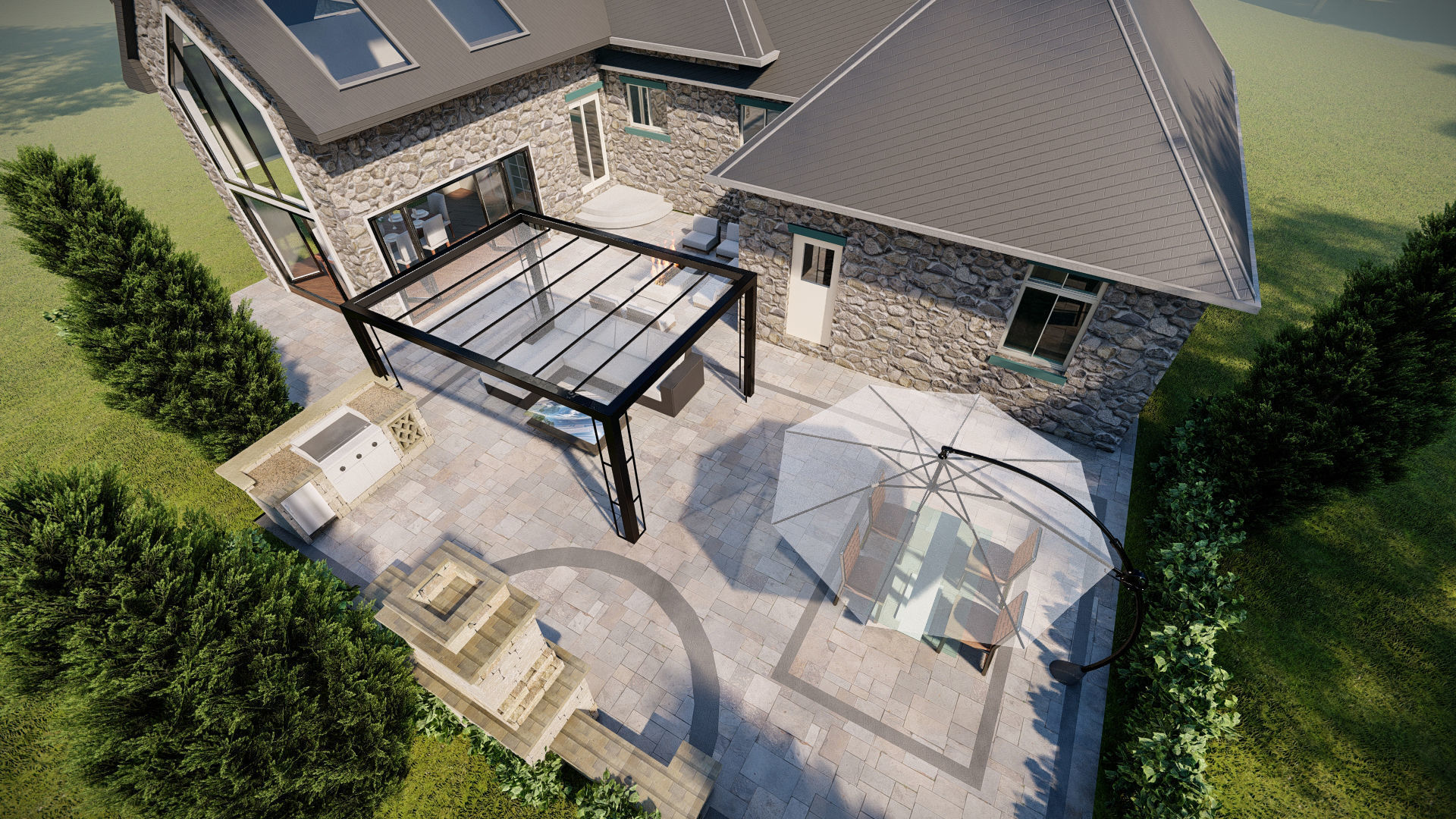 Backyard design of American house sketchup model with lumion 3D model_1