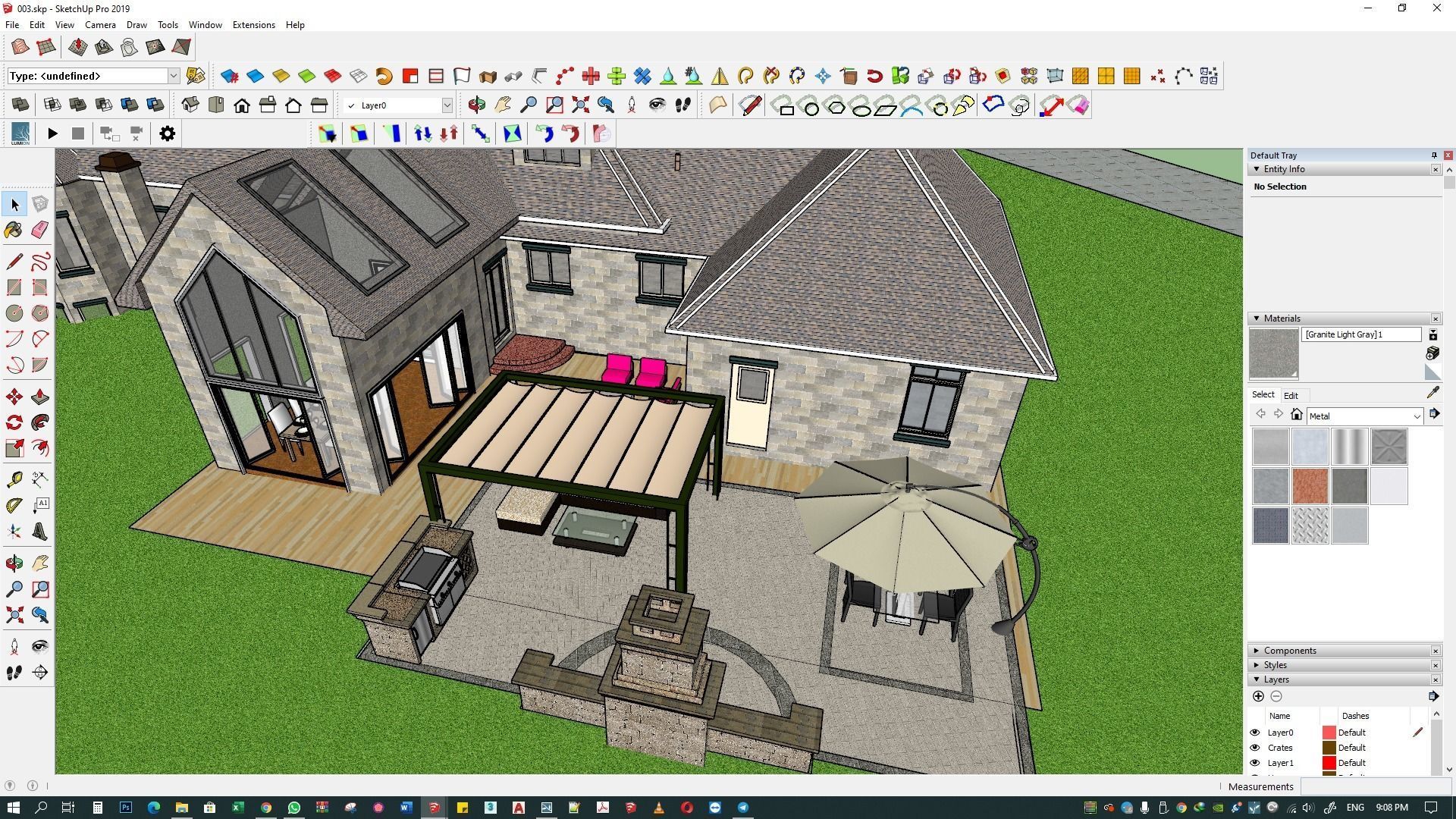 Backyard design of American house sketchup model with lumion 3D model_13