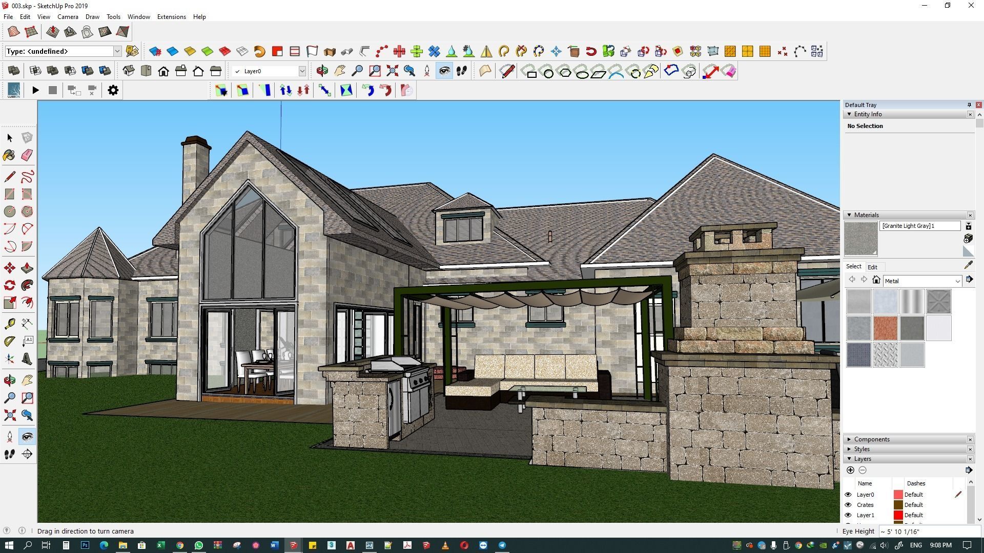Backyard design of American house sketchup model with lumion 3D model_12