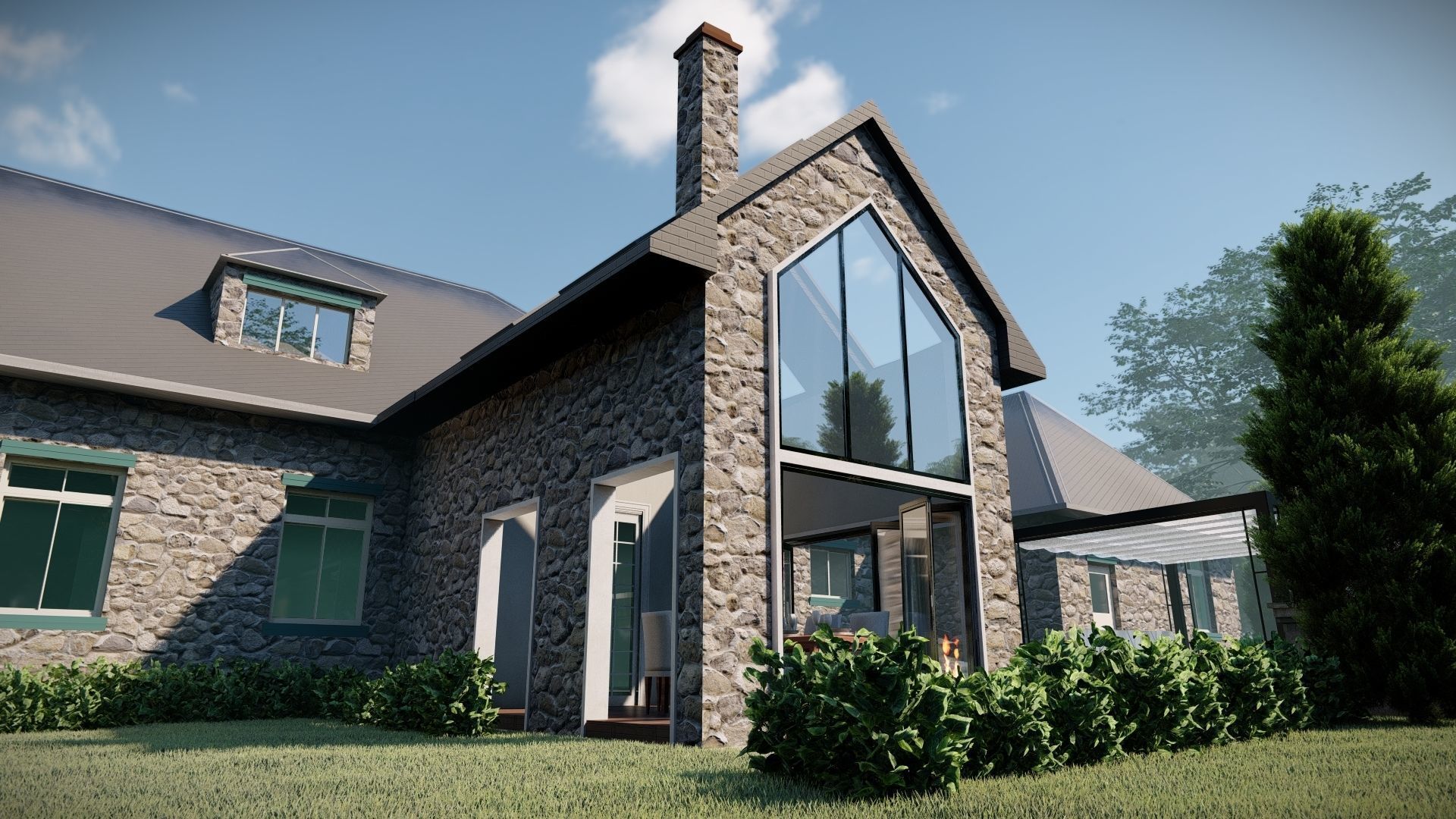 Backyard design of American house sketchup model with lumion 3D model_5