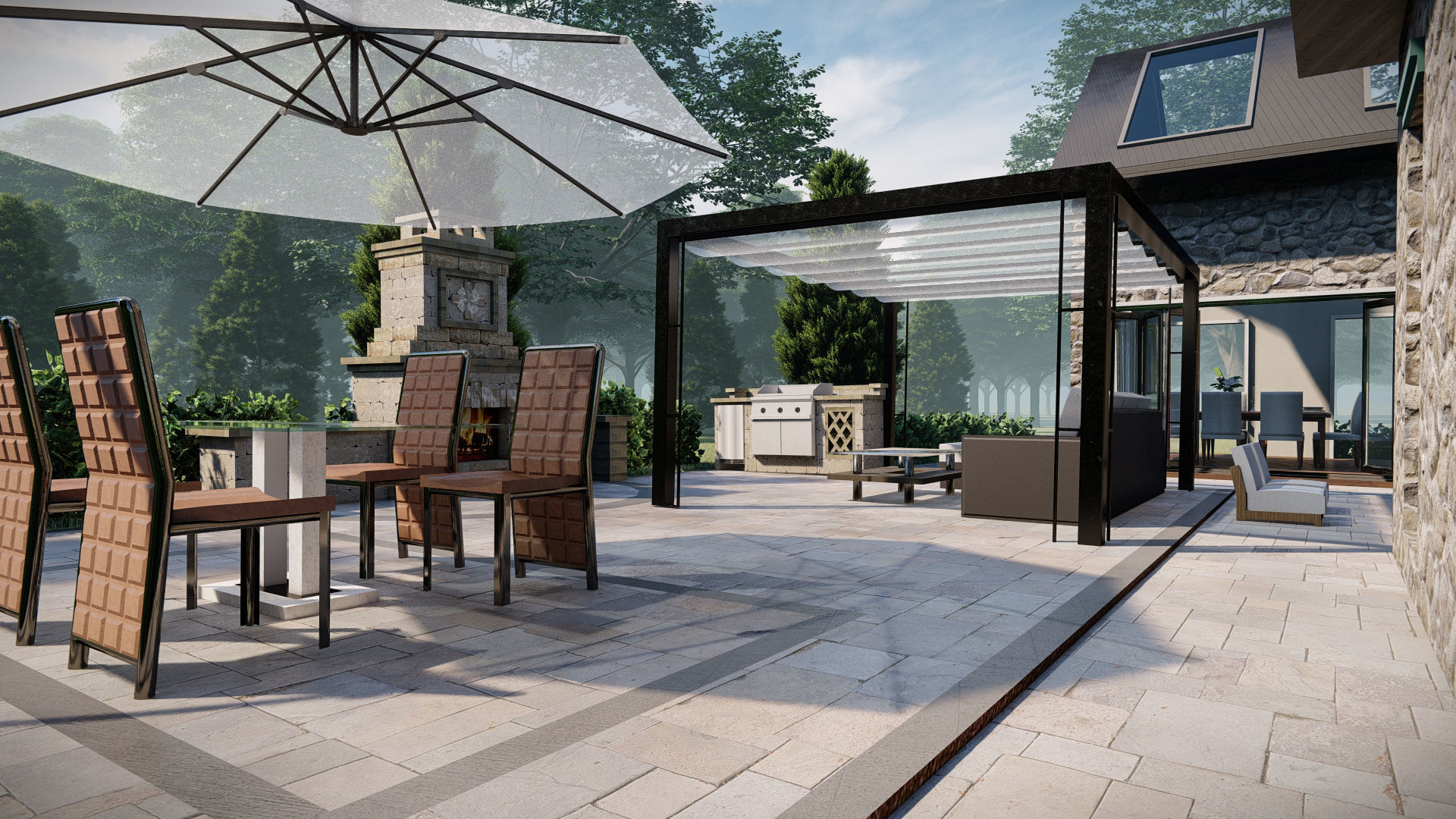 Backyard design of American house sketchup model with lumion 3D model_2