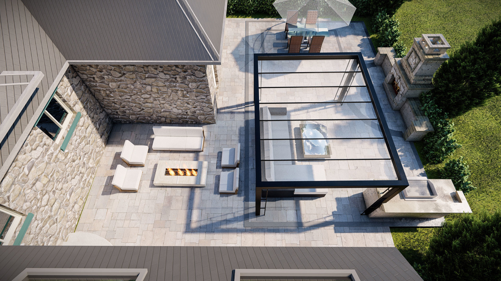 Backyard design of American house sketchup model with lumion 3D model_3