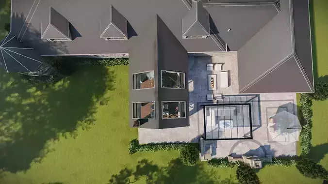 Backyard design of American house sketchup model with lumion