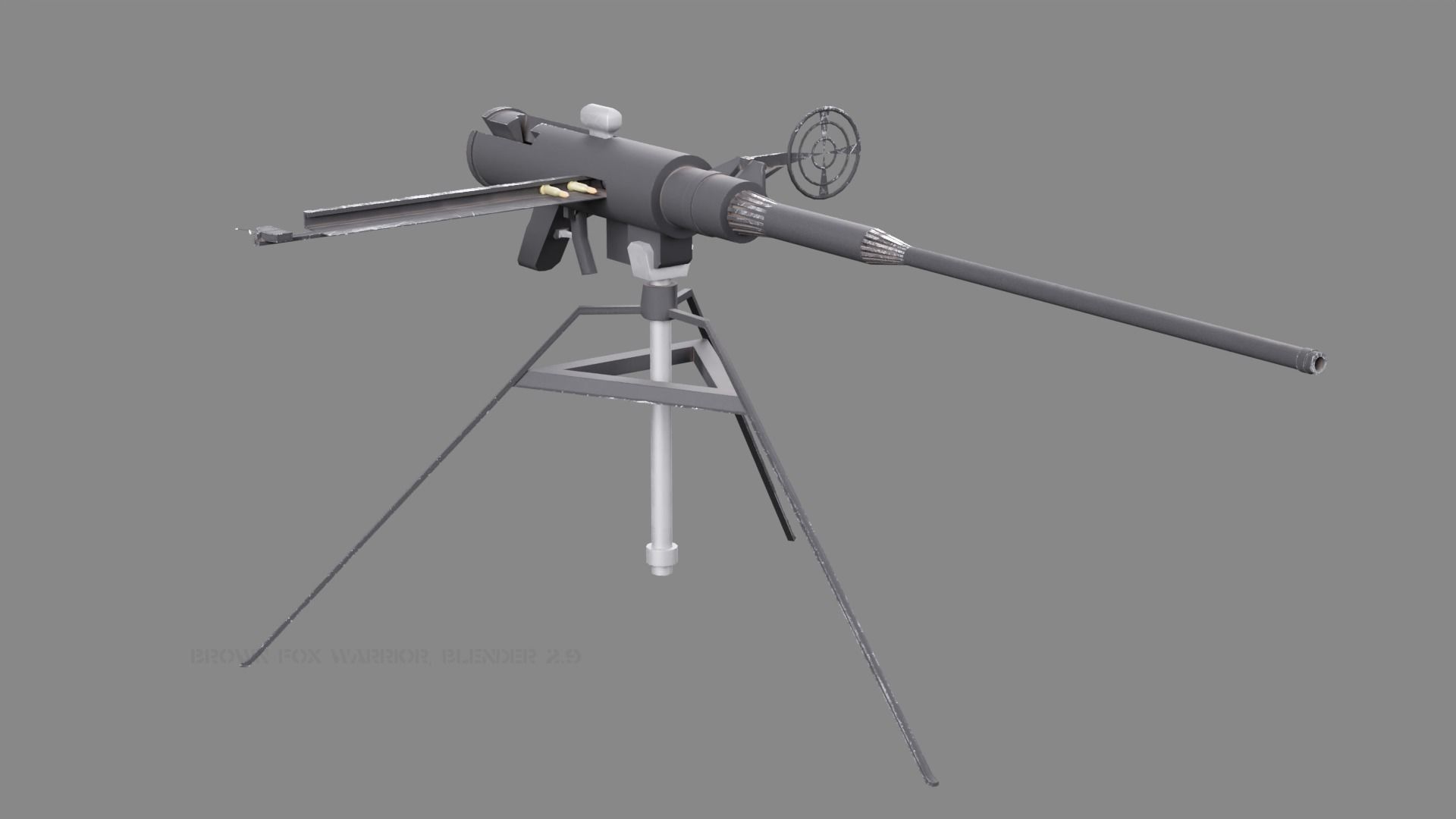 Fictional Inter-War Styled Machine Gun Low-poly 3D model_1
