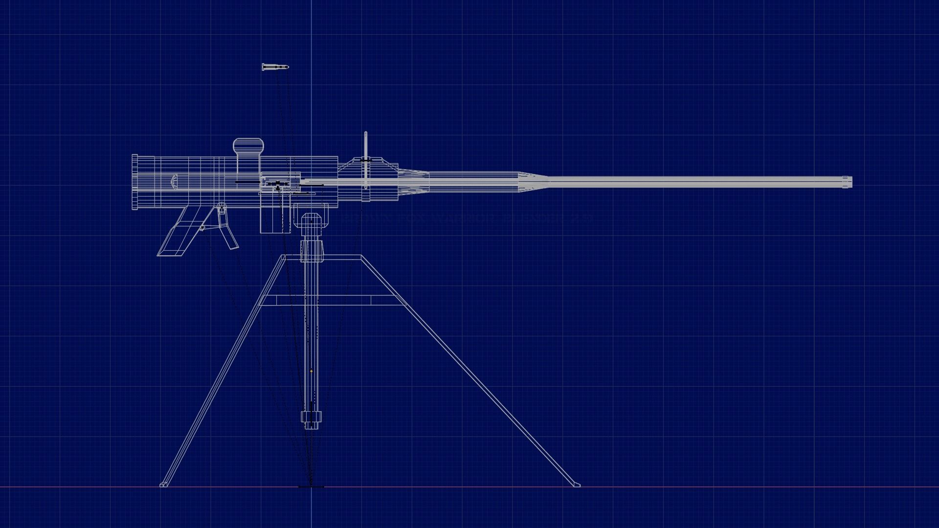Fictional Inter-War Styled Machine Gun Low-poly 3D model_3