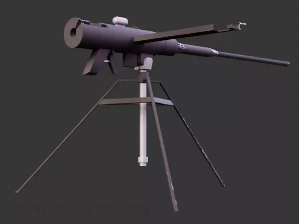 Fictional Inter-War Styled Machine Gun Low-poly 3D model_0