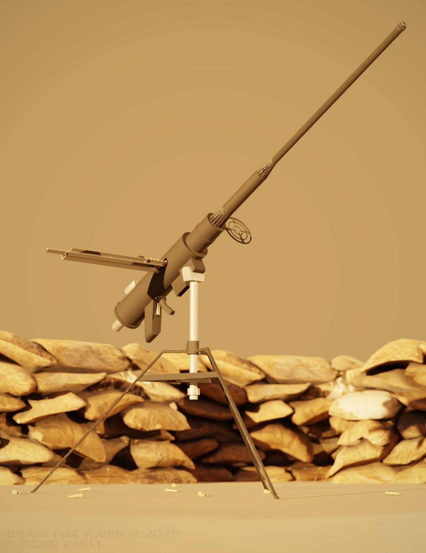 Fictional Inter-War Styled Machine Gun Low-poly 3D model_2