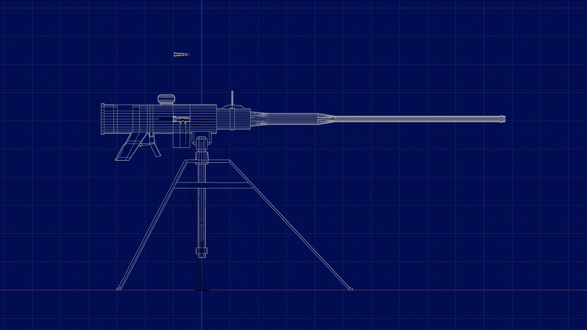 Fictional Inter-War Styled Machine Gun Low-poly 3D model_6