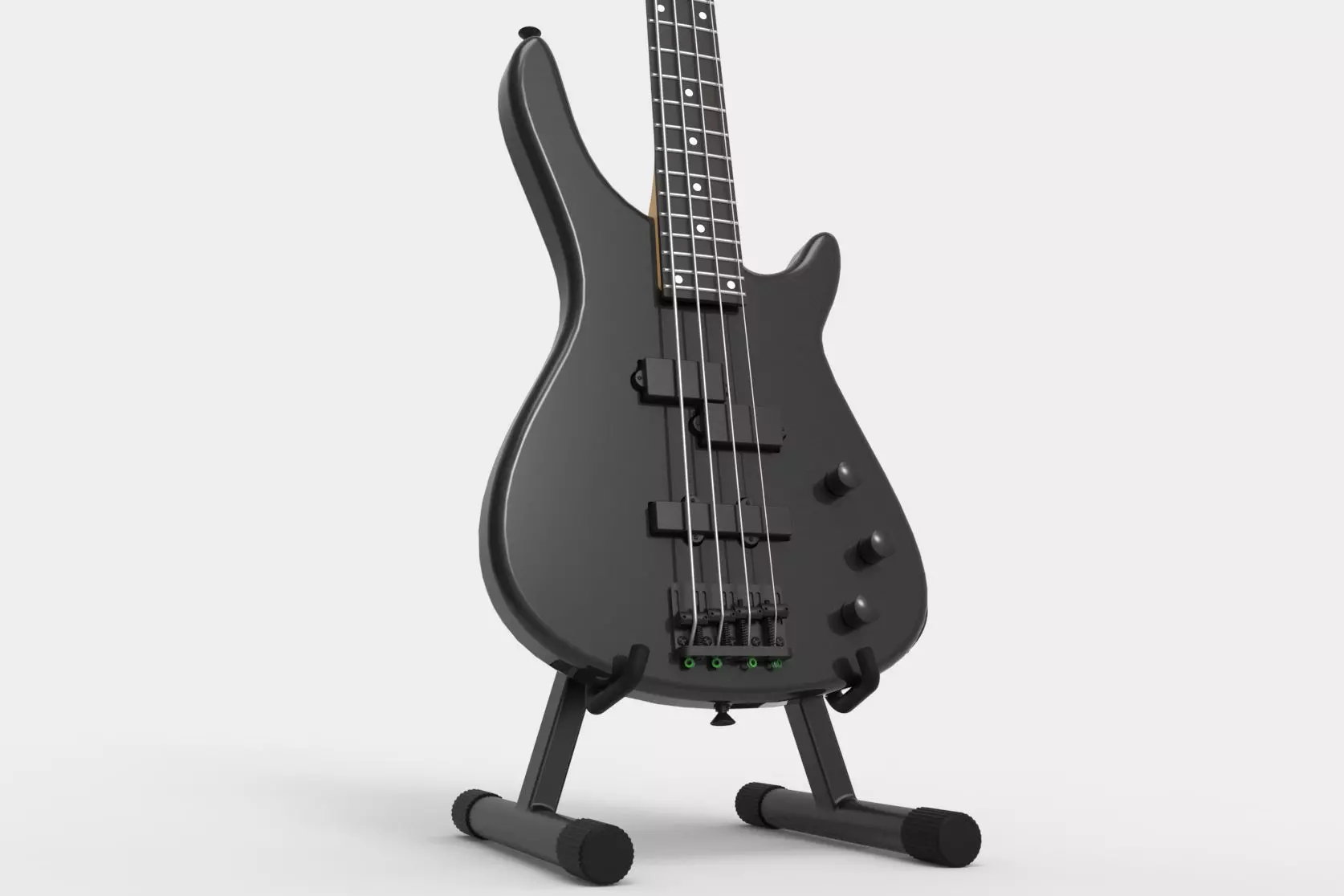 Black Bass Guitar on stand 3D model