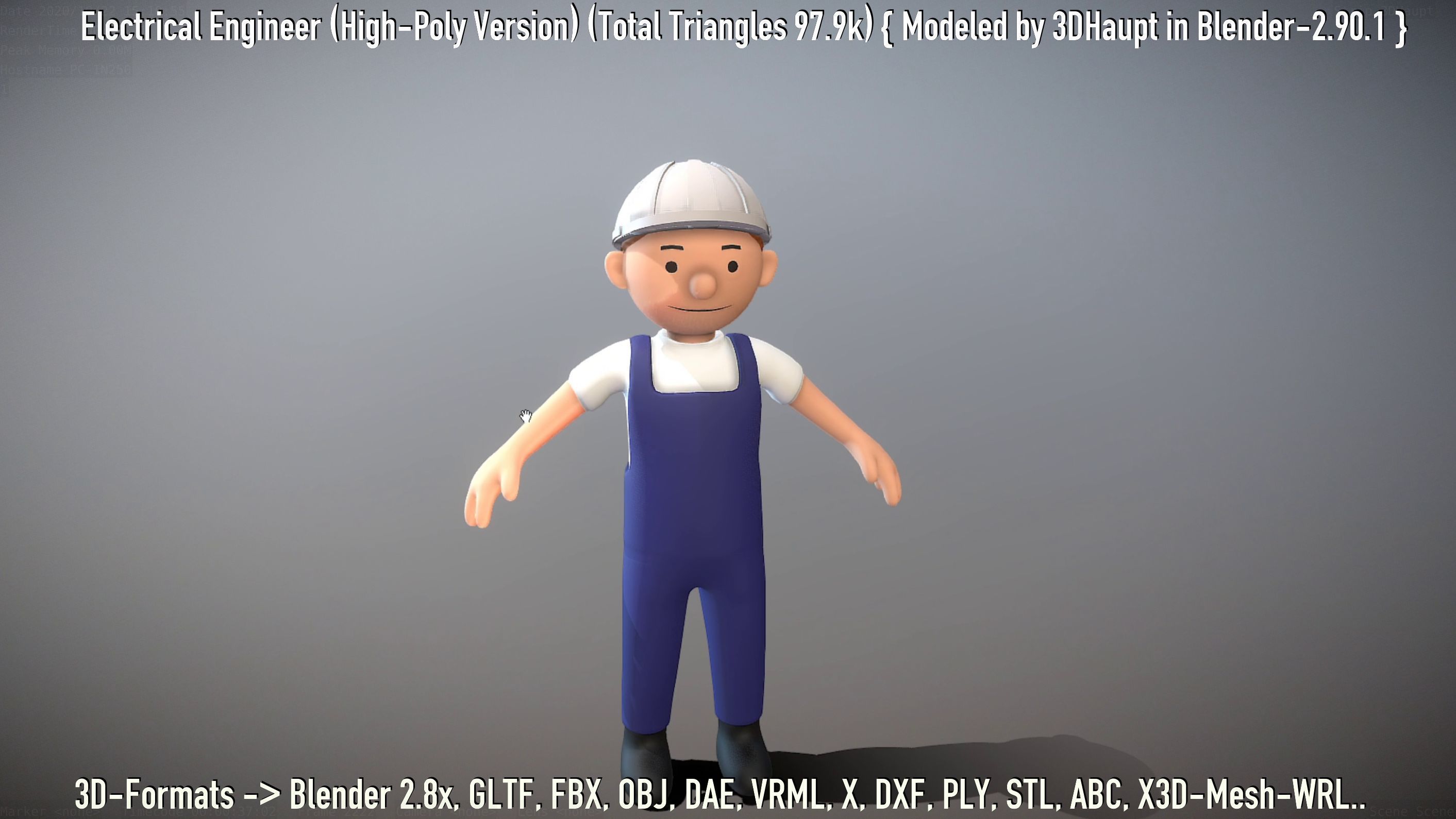 Electrical Engineer High-Poly Version Not Rigged 3D model_124